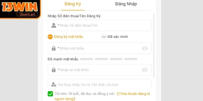 Đăng ký tài khoản hợp lệ