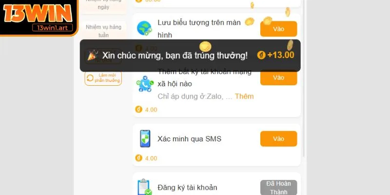 Hướng dẫn người mới nhận ưu đãi 13WIN